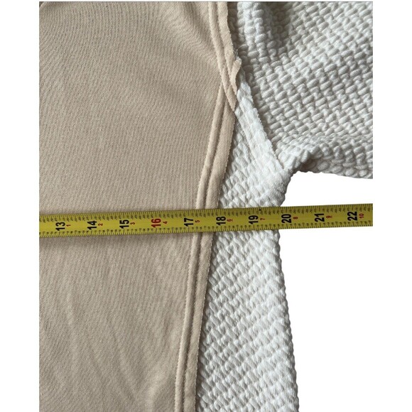 NWT Liam & Co Hudson‎ Textured Sleeve Raw Hem Hoodie Size Small White Parchment - Picture 5 of 11